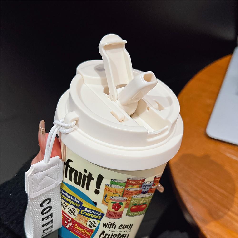 Abstract Can Texture Coffee Cup, Portable Dual Drink Insulated Tumbler, Heat/cool Water Bottle, Boho Style, Office, Travel, Sports