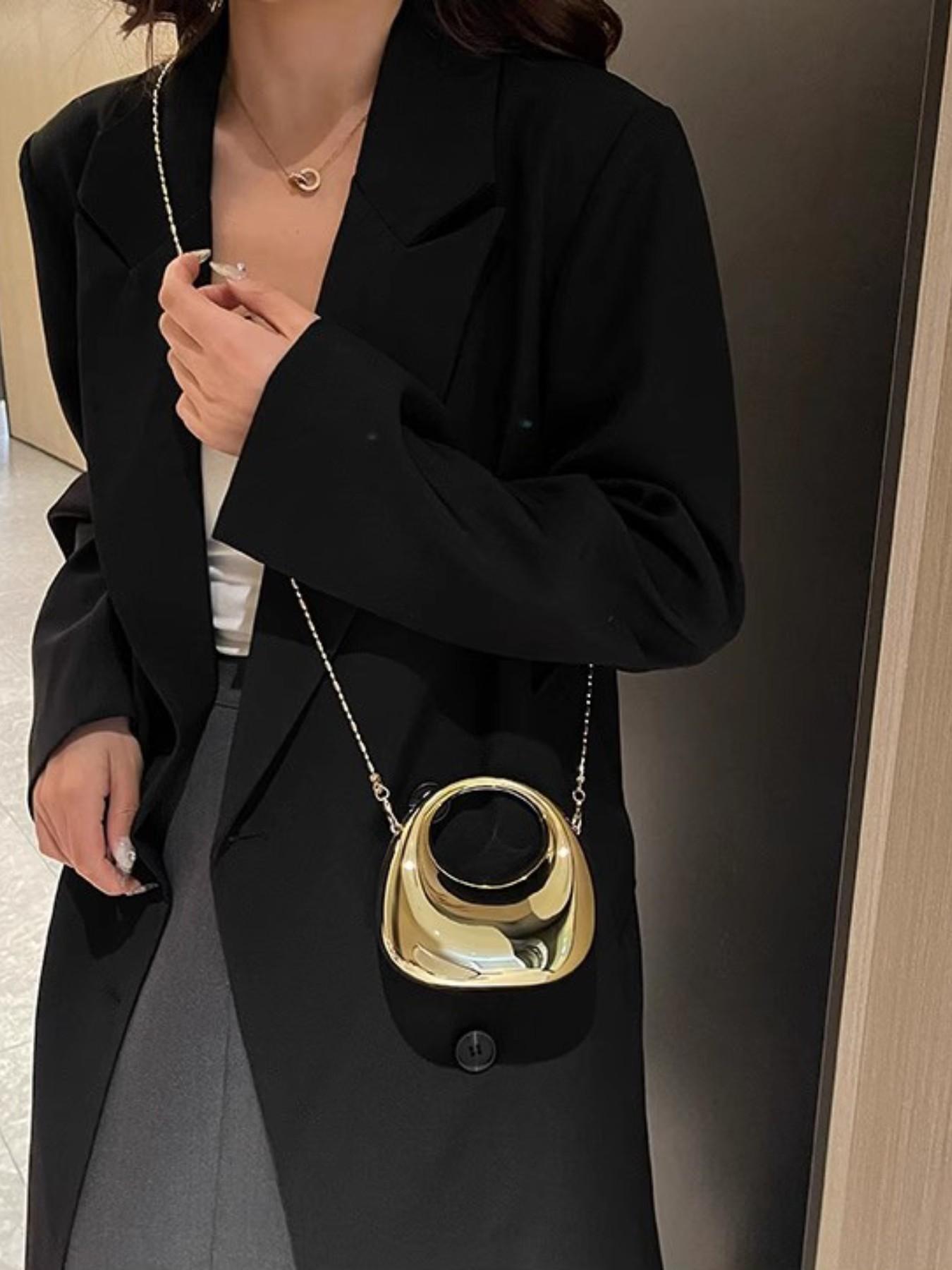 Sweet Cool Mini Acrylic Bag, Design Sensible Small Wallet, Single Shoulder Crossbody Chain Coin Accessory, Candy Color Shell Glossy Moon Box Party Handbag