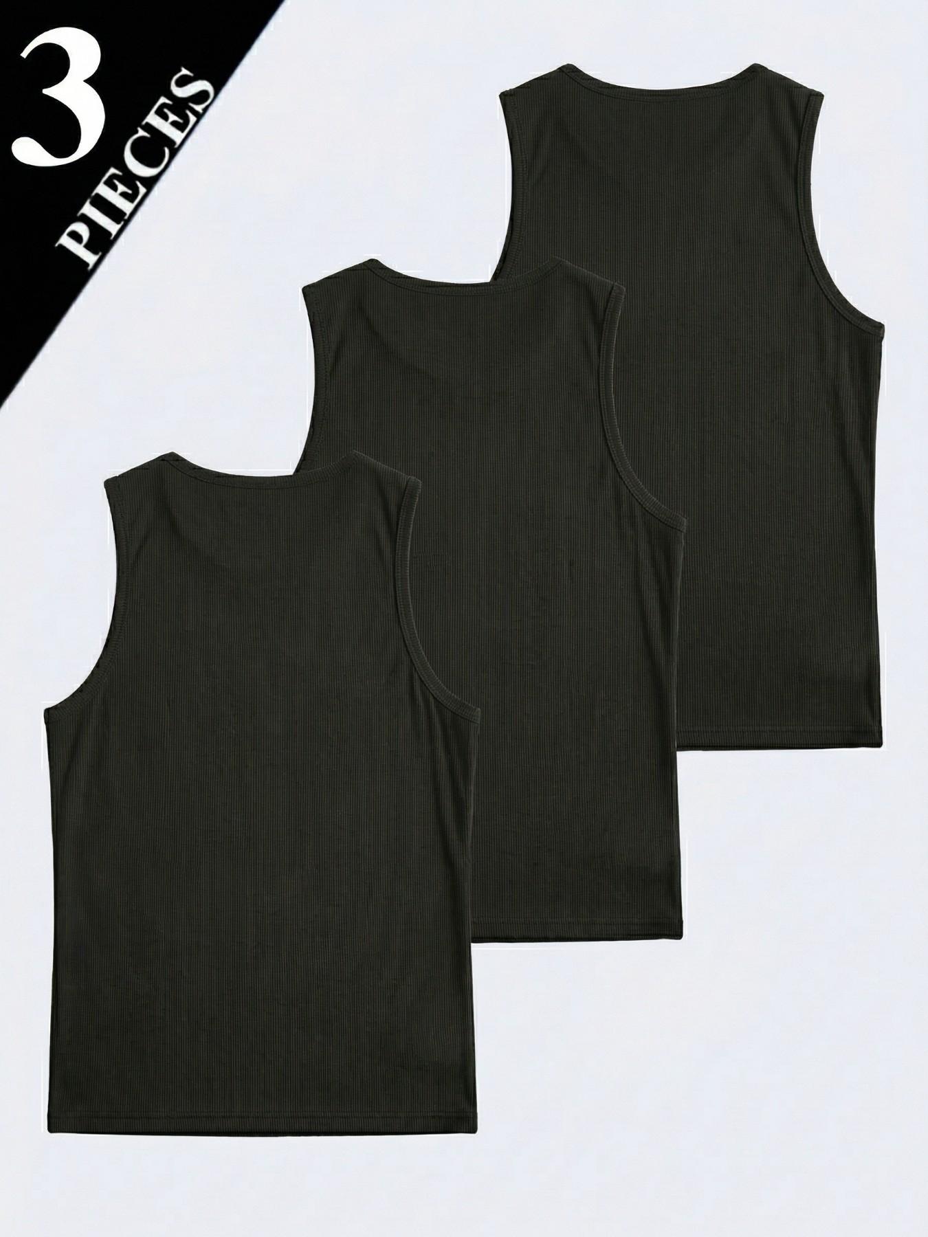 3PCS Men's Graphic Ribbed Tank Tops Multipack | Dark Aesthetic Gothic Sleeveless Shirts | Y2K Streetwear Punk Vest for Gym & Club | Breathable Grunge Style Muscle Tanks | Edgy Cyber Hell Graphic Tops | Value Pack Wardrobe Essentials