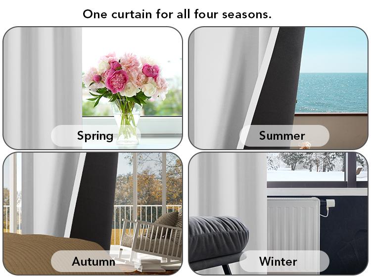 100% Blackout Curtains (2 Panels) - Thermal Insulated, Soundproof & Cold-Proof Grommet & Back Tab Drapes for Living Room & Bedroom by Deconovo