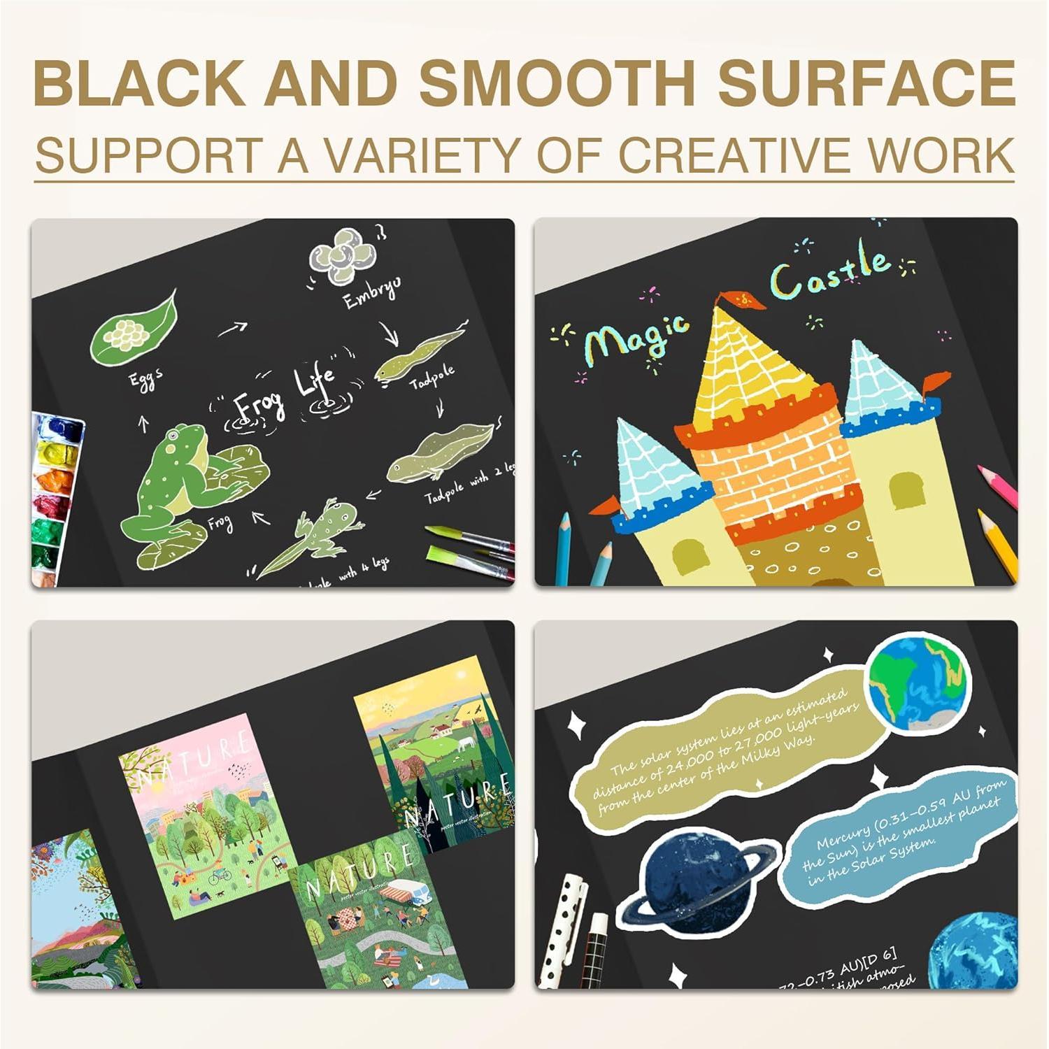 36" x 48" Large Trifold Poster Board, 2 Pack, Black Corrugated Project Boards for Science Fair, School Projects, Event Displays and Business Presentations