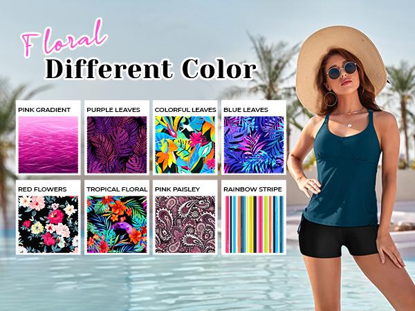 Tempt Me Two Piece Tankini Swimsuits for Women Tummy Control Bathing Suit with Shorts Athletic Swimwear