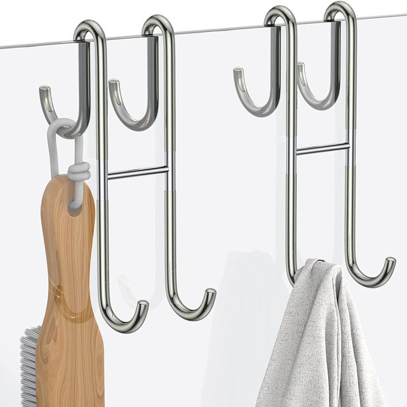 304 Stainless Steel Hooks S-Hooks Double-Sided Coat Hooks Bathroom Glass Door Hooks Back Hooks Double Hooks