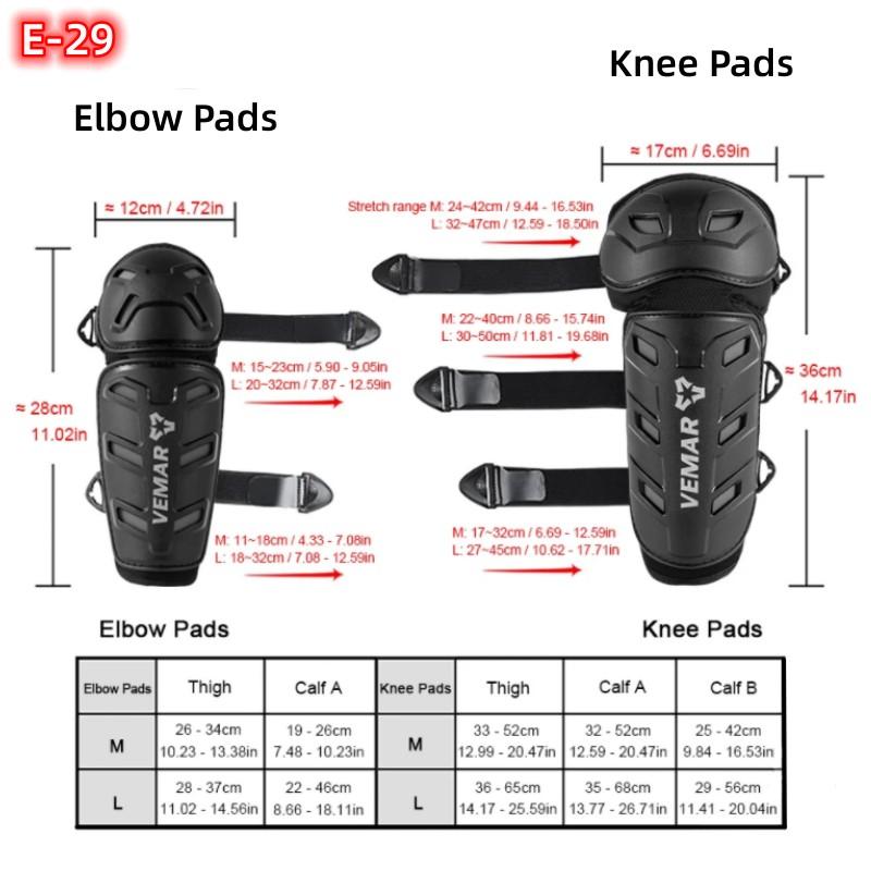 4Pcs/Set VEMAR Motocross Knee & Elbow Pads Motorcycle Protective Gear for Off-Road Racing MTB Dirt Bike Riding Moto Protection