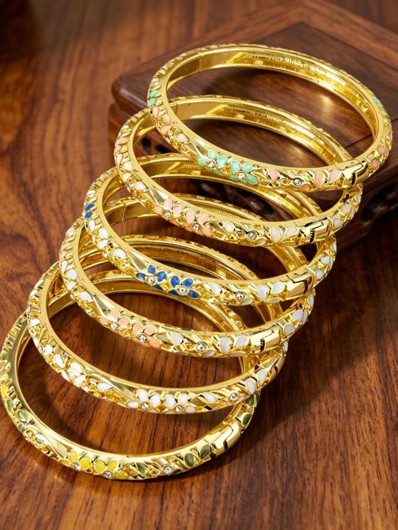 Vintage Court Style Oil Drip Flower Exquisite Bangle Bracelet, Jewelry Bracelets, Versatile Accessory, Elegant Geometric Design, Perfect Gift for Valentine's Day, Christmas, Parties, Anniversaries