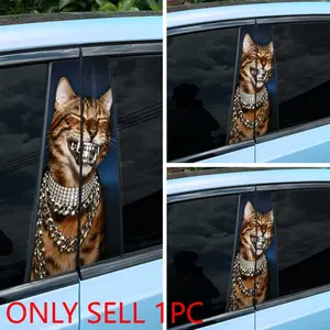 1PC  "Bengal Leopard" Design Car Decal, Simulated Self-adhesive Premium Sticker; Waterproof and Not Easy To Fall Off, Suitable for Car Body Scratch Coverage, B-pillar Creative Decorative Accessory