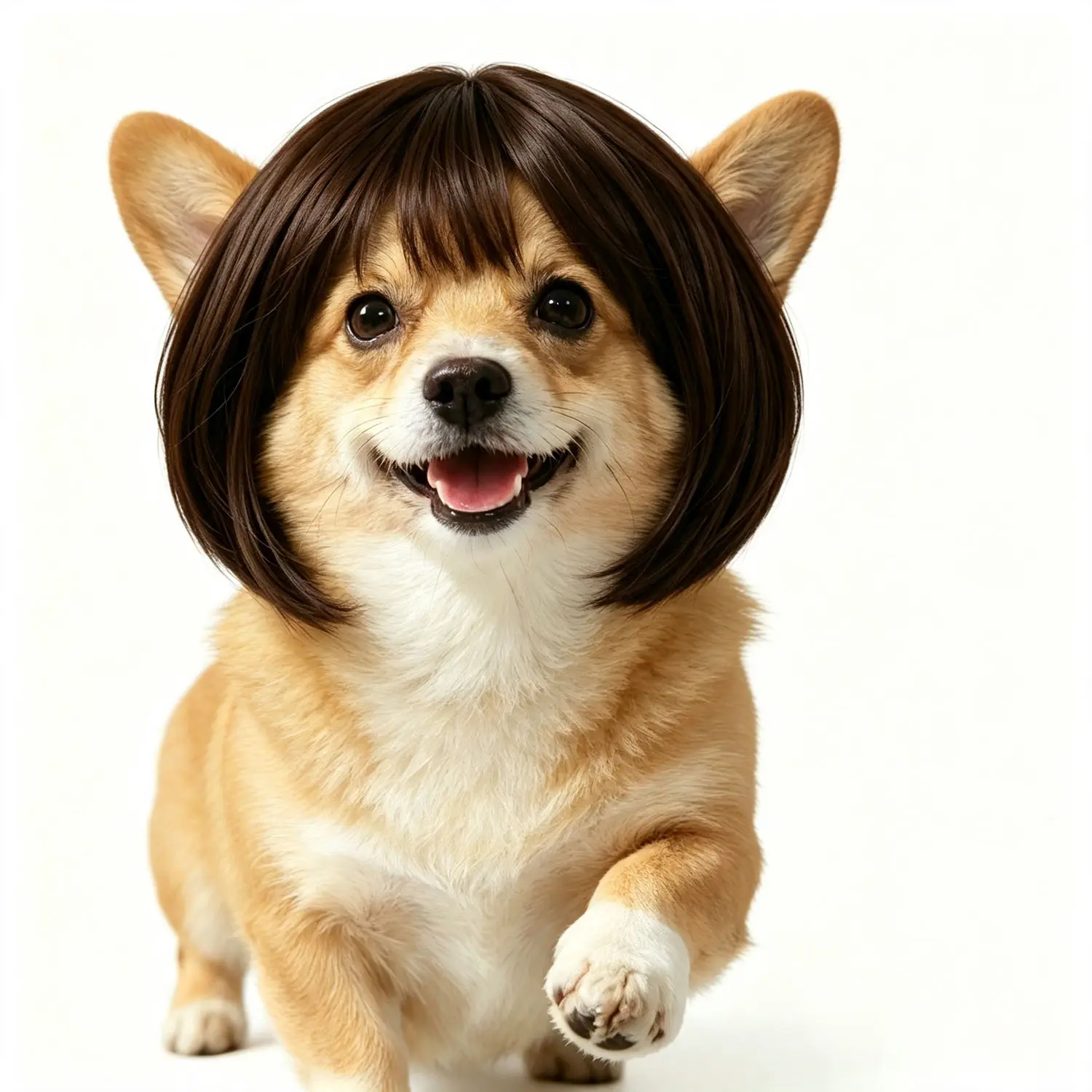 Cute Brown Bob Pet Wig With Adjustable Strap, Funny Pet Cosplay Hair Wig For Small Medium Dogs Cats, Pet Headwear Costume Accessory For Halloween Christmas Party Daily Outdoor Photo Props