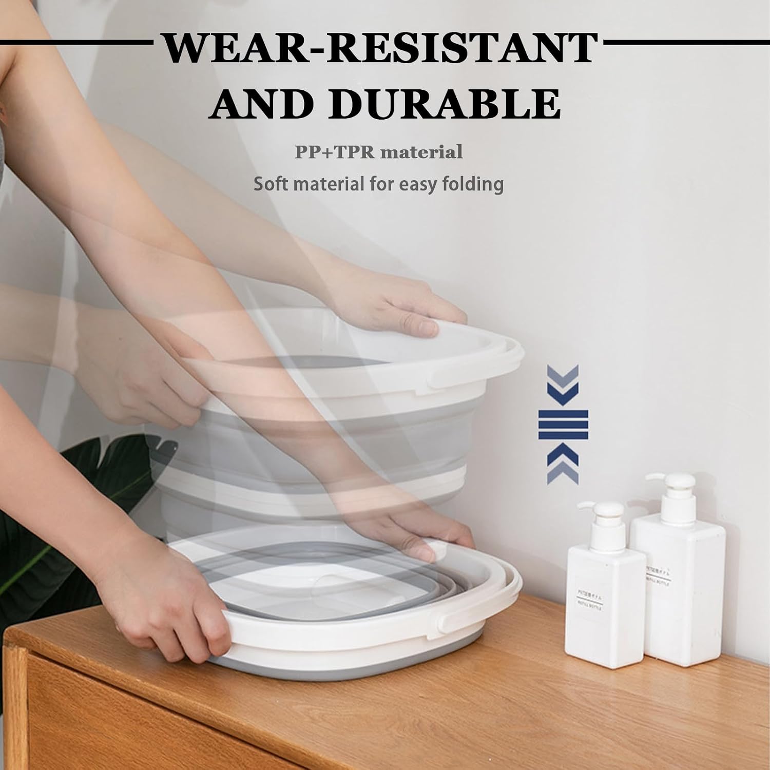Collapsible Bucket, 1.3 Gallon/ 5L Foldable Square Tub Compact Wash Basin, Multipurpose Wash Bin for Household Outdoor  Washing, Portable Plastic Bucket for Sand or Beach