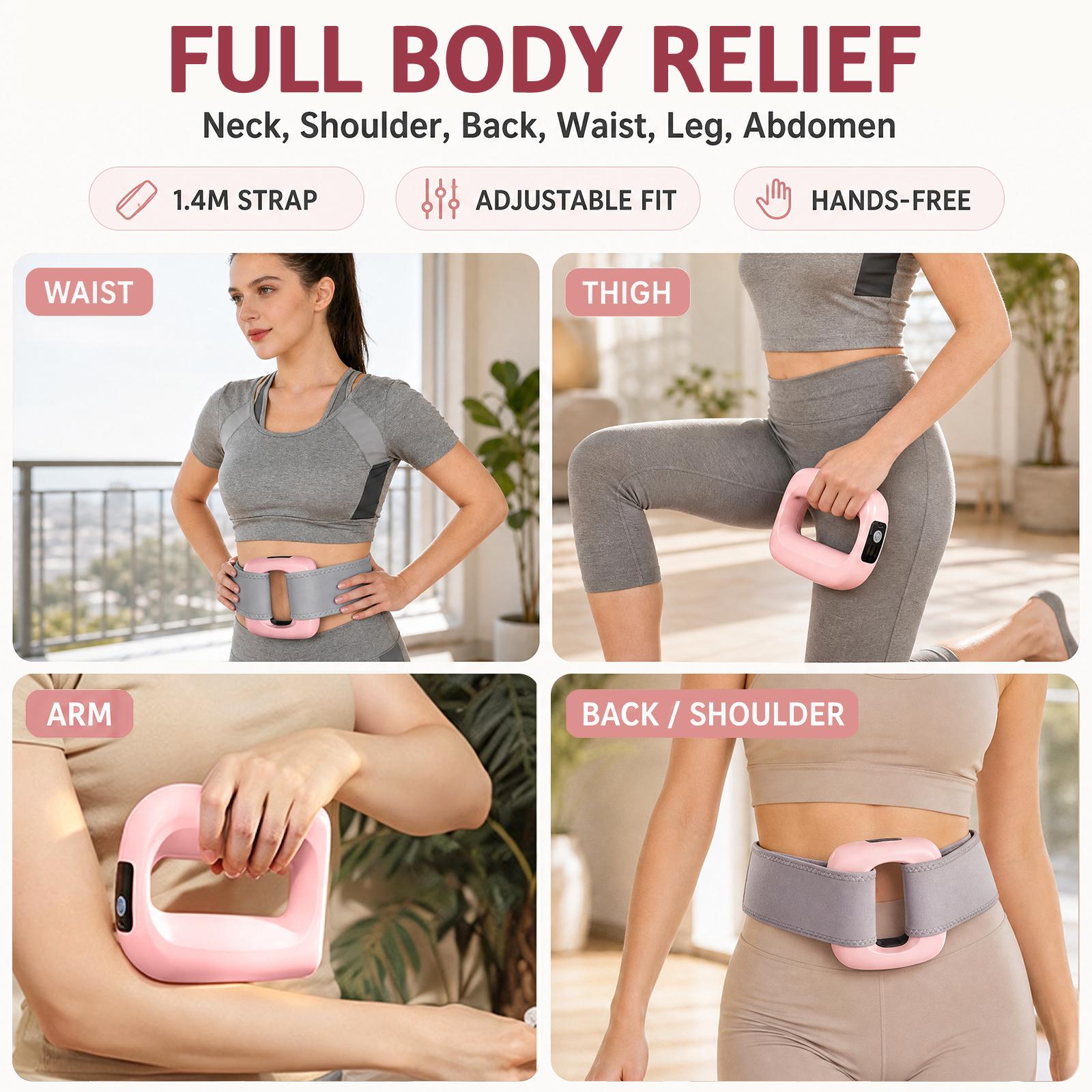Wireless Ring Massager - Handheld, Belt-Mountable Deep Tissue Percussive Device with 10 Speed Settings, Deep Vibration, Type-C Charge for Muscle Relief, Portable Fitness Relax Tool, Ideal Holiday Gift