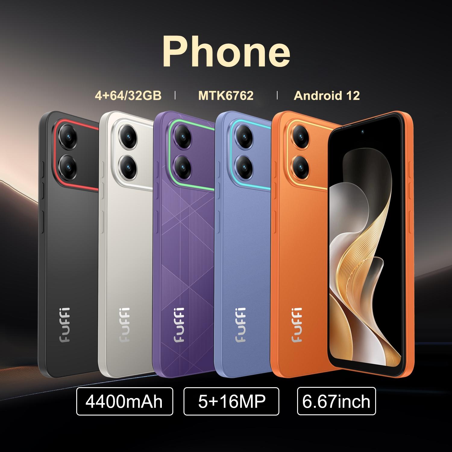 FUFFi LED Light-Up Smartphone - 6.67-Inch Display Phone, 4GB RAM + 64GB/32GB ROM - 5MP+16MP Camera, 4400mAh Battery - Android 12.0 OS, Dual SIM, Type-C Charging, Android Cell Phone