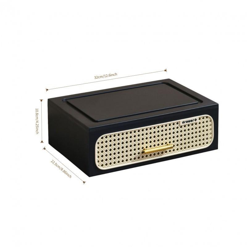 Retro Woven Imitation Rattan Stacking Storage Box for Space Organization, Multipurpose Storage, Versatile for Miscellaneous Items, Clothing and Daily Supplies