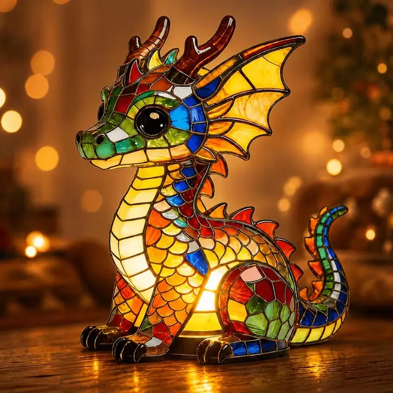 LED Lucky Dragon Night Light, Resin Decorative Lamp, USB Plug Home Ambiance Light, Ideal for Bedroom, Study Room, Desk, Gift for Boys and Girls, Bedside Night Light