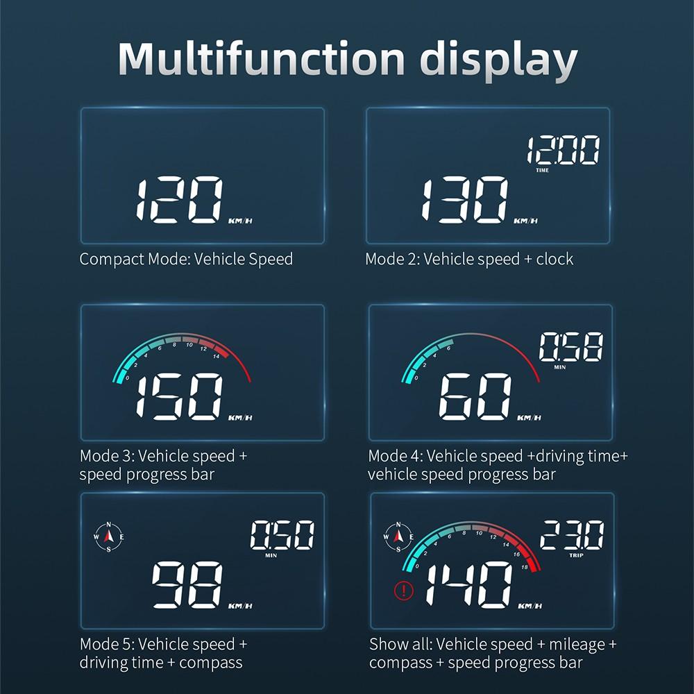 M22 Car Hud Display, Windshield Speedometer Projector, Digital GPS Speedometer, Speed and Over-Speed Display, Universal Front Screen, Car Speed Monitor