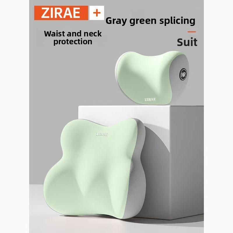 Car Neck Pillow Lumbar Support Set Memory Foam Backrest Cushion High Density Comfortable Headrest for Vehicle Office Home Use