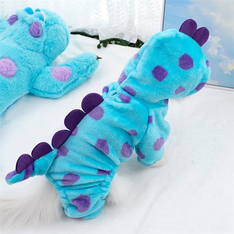 1 piece of pet autumn and winter dinosaur transformation costume, suitable for small dogs and cats Dinosaur Shark Hoodie Coat Halloween