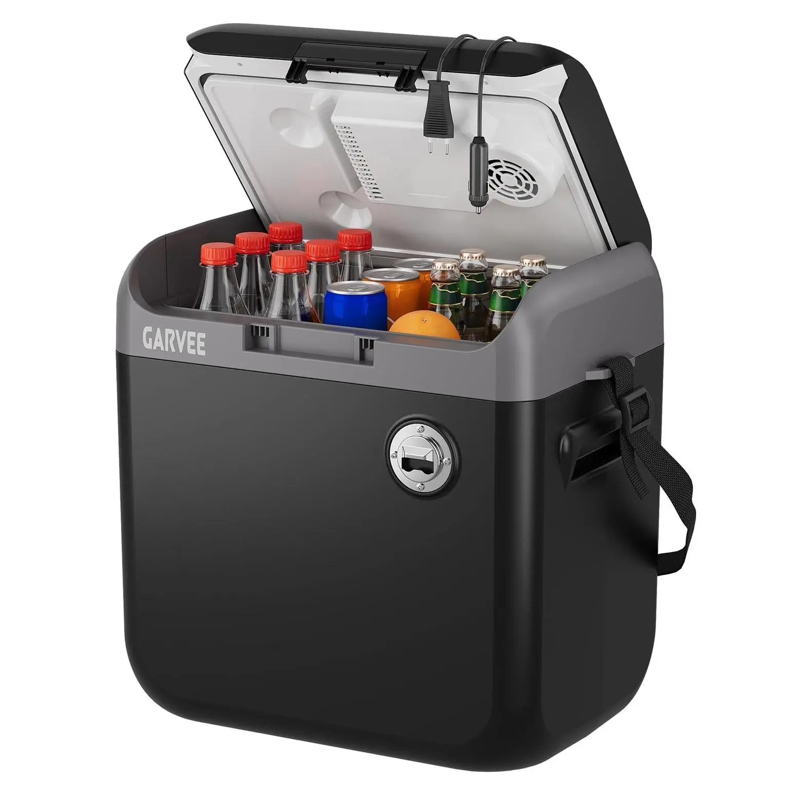 GARVEE 25L Portable Car Refrigerator Cooler & Warmer, Thermoelectric 12V DC/110V AC Dual-Power Electric Cooler with Insulated Design, Carry Strap & Handle for Road Trips, Camping & Picnics