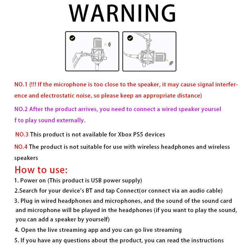 Wireless Bluetooth-compatible Dj Sound Card Device, RGB Color Buttons, Bm-800 Microphone Set, PC Phone Karaoke Party Live Streaming, Live Audio Mixer, Audio Mixer for PC