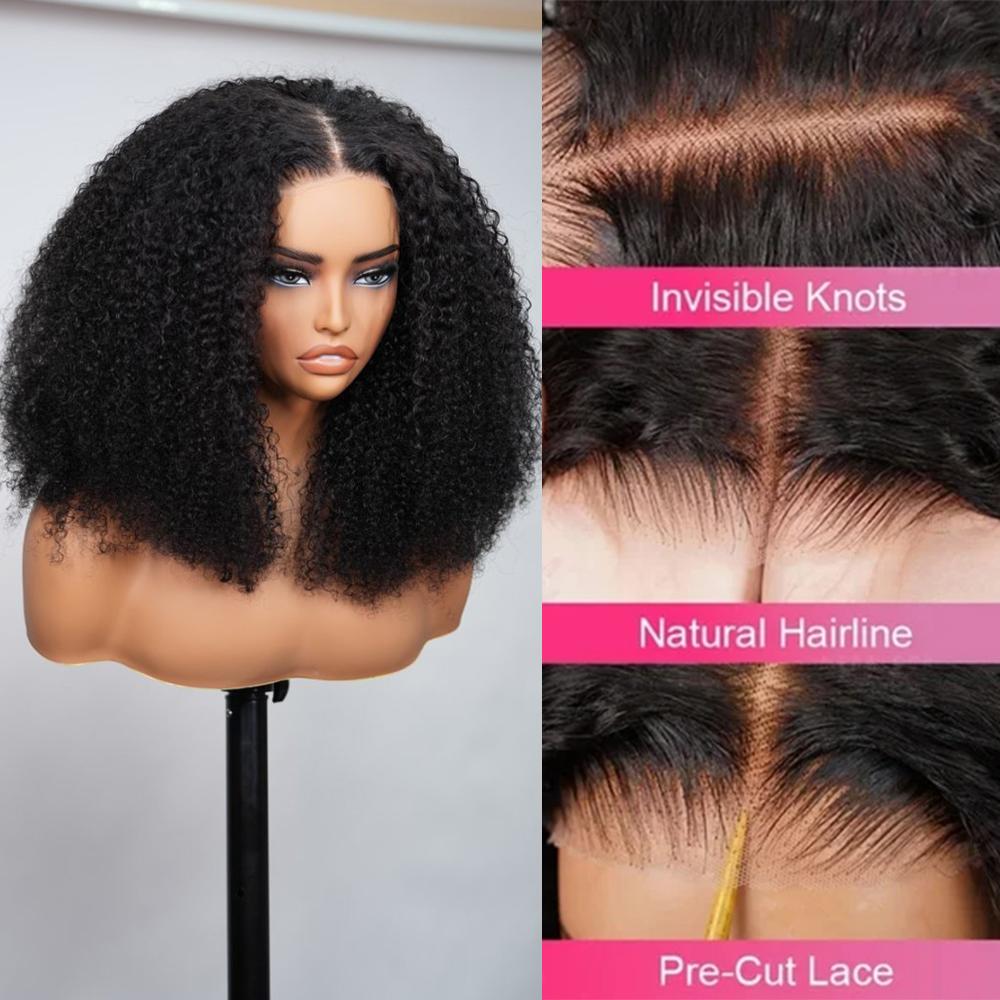 Midulla Balayage Highlight Kinky Curly Glueless Wigs Human Hair Wear and Go Pre Cut 7x5 Lace Closure Wigs Pre Bleached Ombre Brown Lace Front Wig Springtock SpringStatements