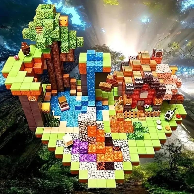 Magnetic Blocks-50/100/150/200 PCS Magnetic Building Blocks Magnetic Tiles Stacking, Build-Magnet-World Set, STEM Montessori Sensory Toys Magnet Blocks，Valentine's Day Gifts, Kids Gifts Educational Activities Creative Play Outdoorfun Square