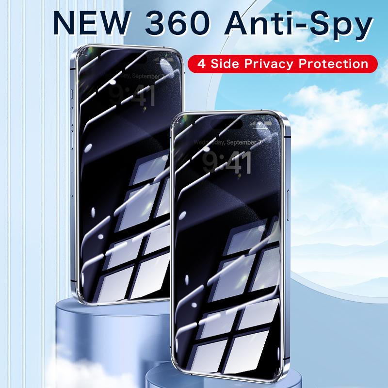 FUNCAT GLOBAL <2PCS>FULL Privacy Screen Protector [4 Sides Privacy]. Screen film for iPhone 17/16/15/14/13/12 [LEFT, RIGHT, UP, DOWN], Strong Protection, Anti-Spy, Electroplated Layer, Full screen covering (Headset Cover), Fingerprint-Proof.