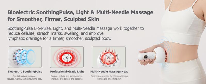 Handheld Body Massager for Legs & Belly - Lymphatic Drainage & Anti Cellulite Tool with Heat, Vibration - Electric Sculpting Machine Reduces Stretch Marks + Cellulite White Detox Gift Handheld Body Massager for Legs & Belly - Lymphatic Drainage & Anti Cellulite Tool with Heat, Vibration - Electric Sculpting Machine Reduces Stretch Marks + Cellulite White Detox Gift