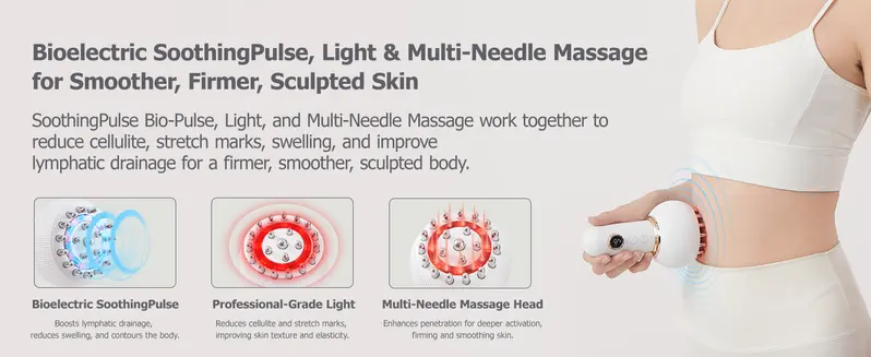 Product Introduction of Handheld Body Massager for Legs & Belly - Lymphatic Drainage & Anti Cellulite Tool with Heat, Vibration - Electric Sculpting Machine Reduces Stretch Marks + Cellulite White Detox Gift 4