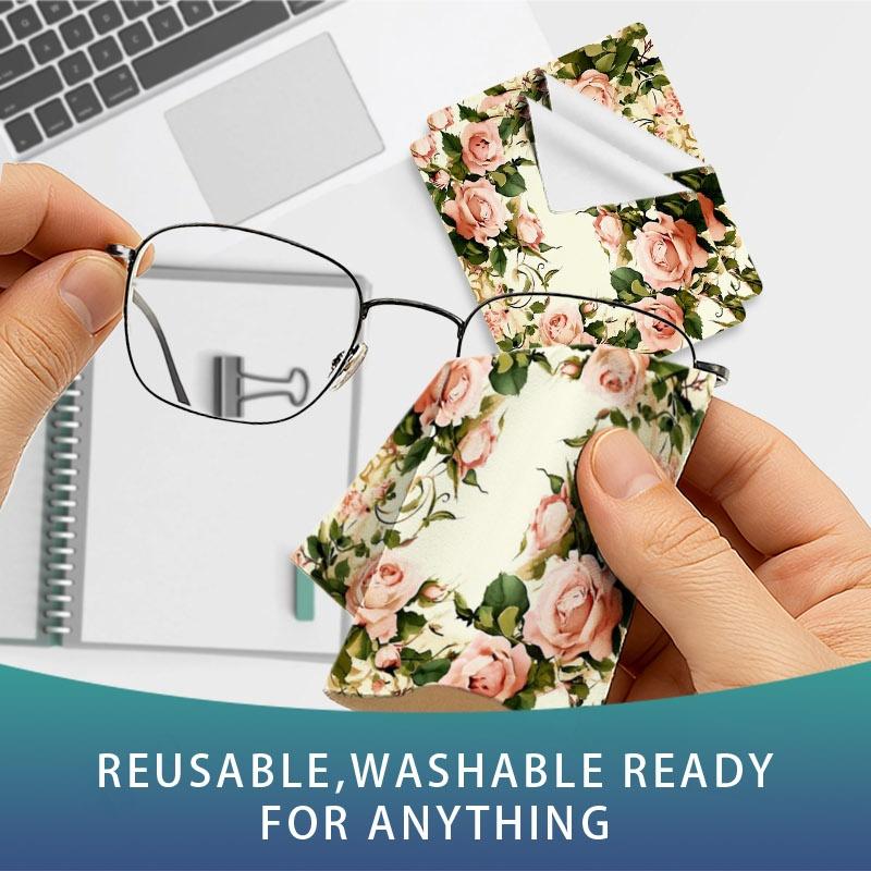 1/3/6/14pcs Multi - Spec Single - Sided Cleaning Cloth, Suitable for Camera Lenses, Eyeglasses, Home Care, with Pink Rose Pattern, Soft & Delicate, Elegant Vintage Style, Ideal for Daily Cleaning & Photography Equipment Maintenance