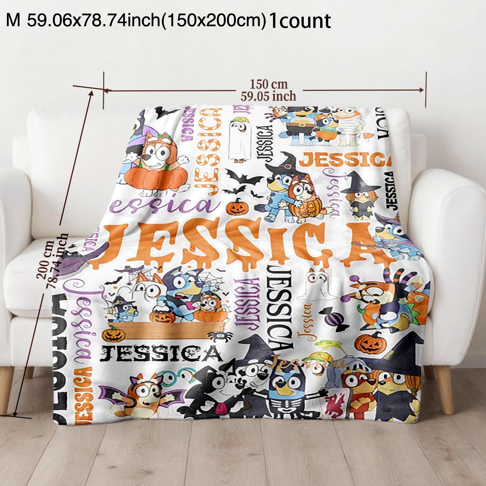 Soft Dog Patchwork Blanket, Perfect Gift for Family/friends, Ideal for Learning/naptime, Pet Bedding, Bedroom Decor, Halloween/birthday Gift