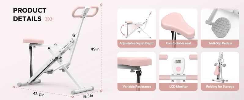 Merach Squat Machine Glutes Workout Adjustable Resistance Foldable Exercise Equipment Leg Exercise Machine with 350lbs Weight Capacity, Rowing Machine,  TikTokShopBlackFriday, Christmas gift