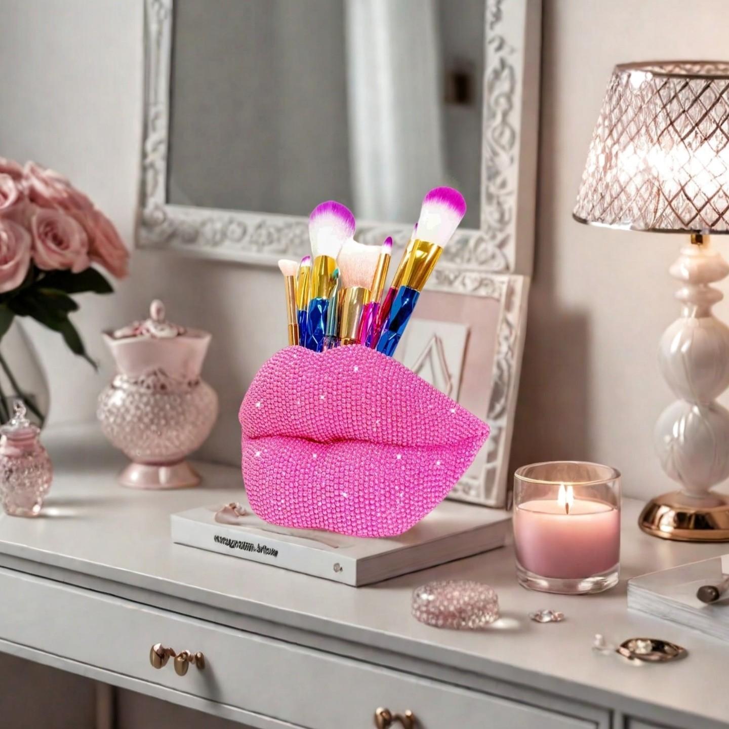 Shiny Lip Statue Ornament, Resin Craft, Perfect for Vanity, Bedroom, Bathroom, Valentine's Day, Christmas, Wedding Decor, Ideal Gift