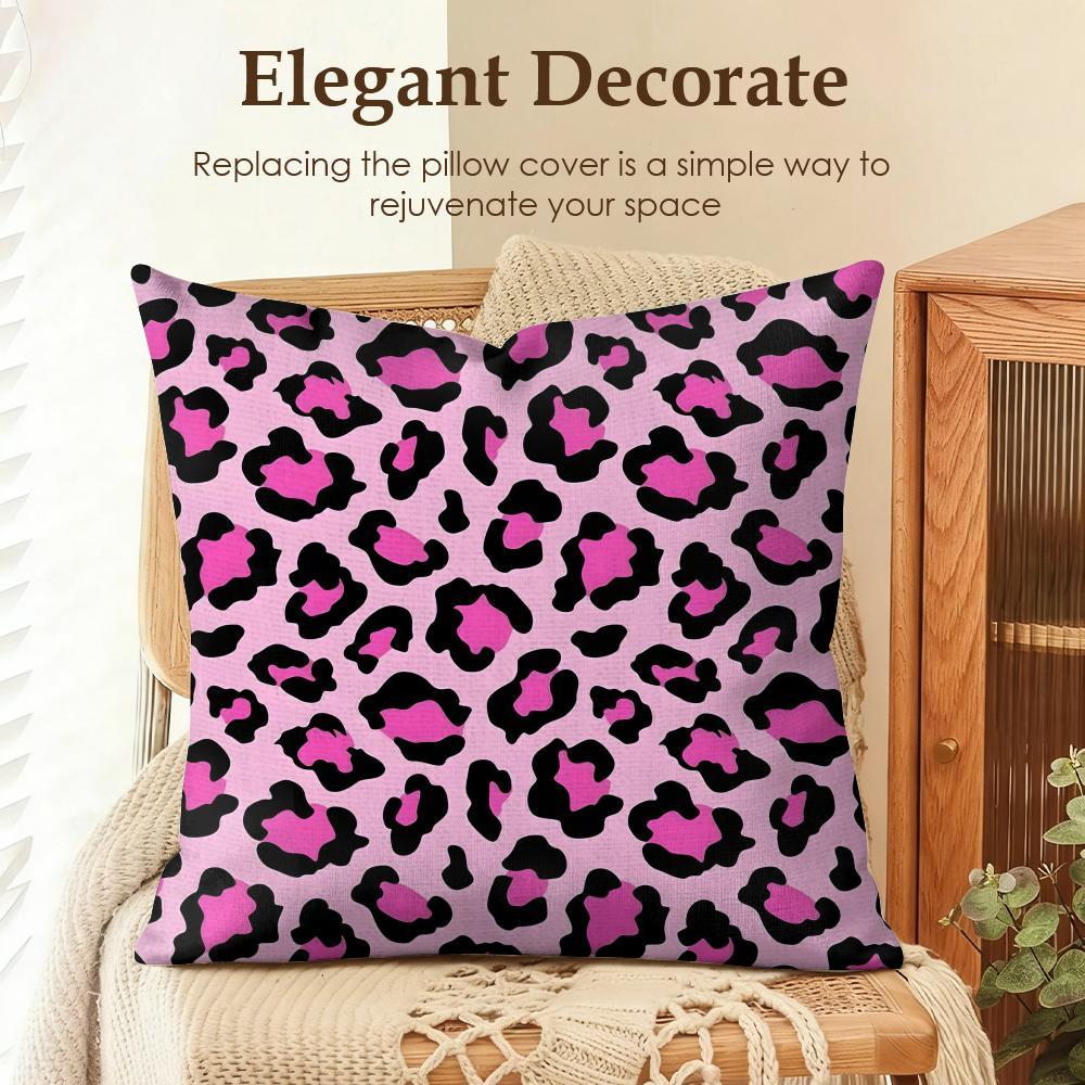PIKPAKA Leopard print Cushion Cover Organic linen, breathable and skin-friendly, invisible zipper Eco-friendly double-sided printing，Washable and mite-removing, durable DIY fabric ，The perfect gift for home decor enthusiasts