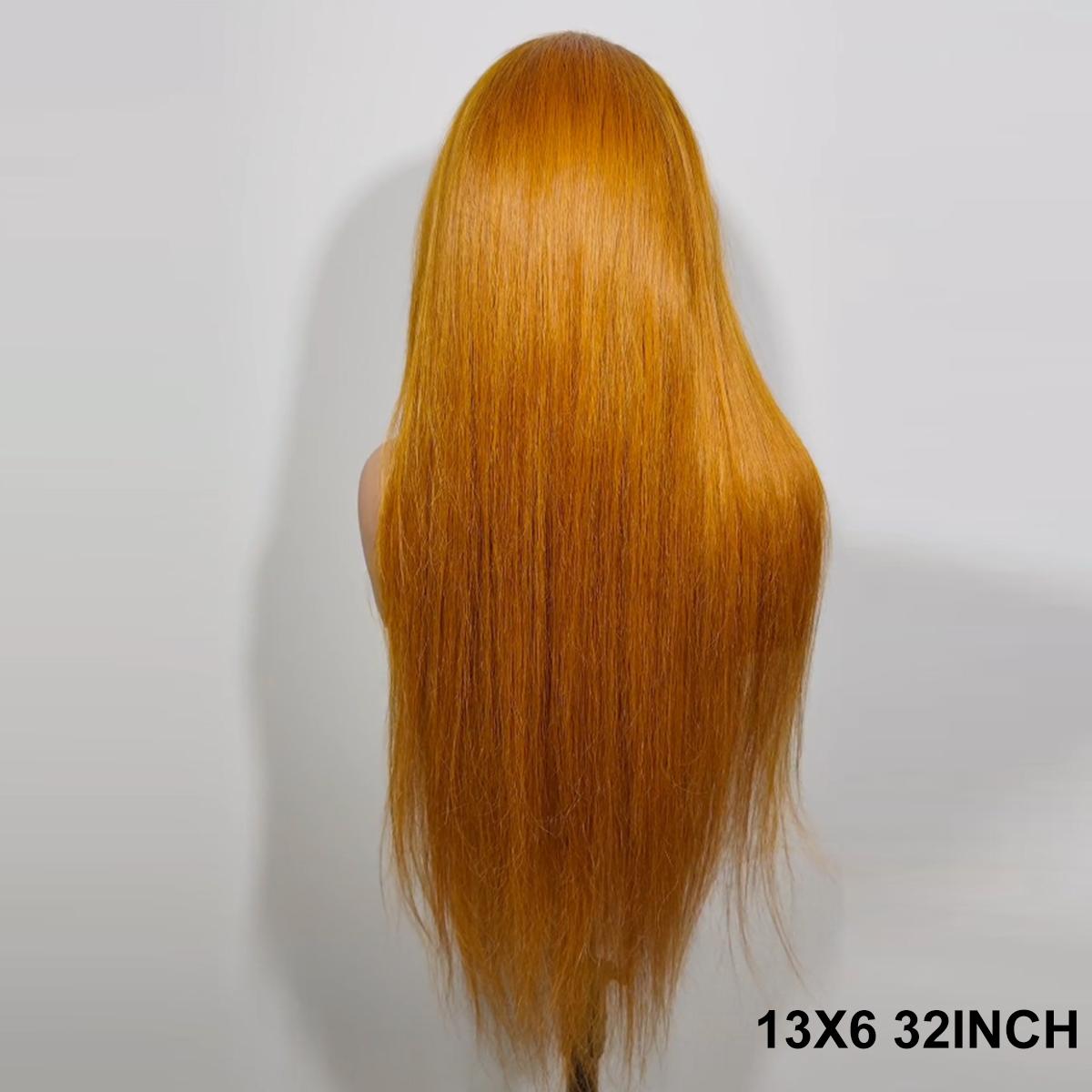 Cute Bein Ginger Colored 13x6 Lace Frontal Human Hair Wigs For Woman 200% Density Pre Plucked