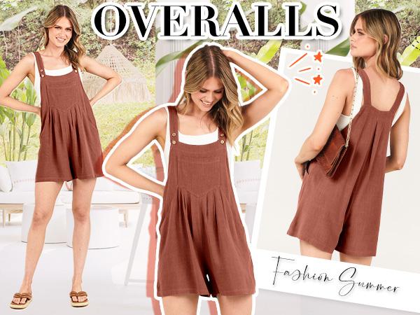 ANRABESS Women's Short Overalls Summer Casual Adjustable Strap Loose Linen Short Bib Overalls Sleeveless Jumpsuit Outdoor Rompers women dungarees