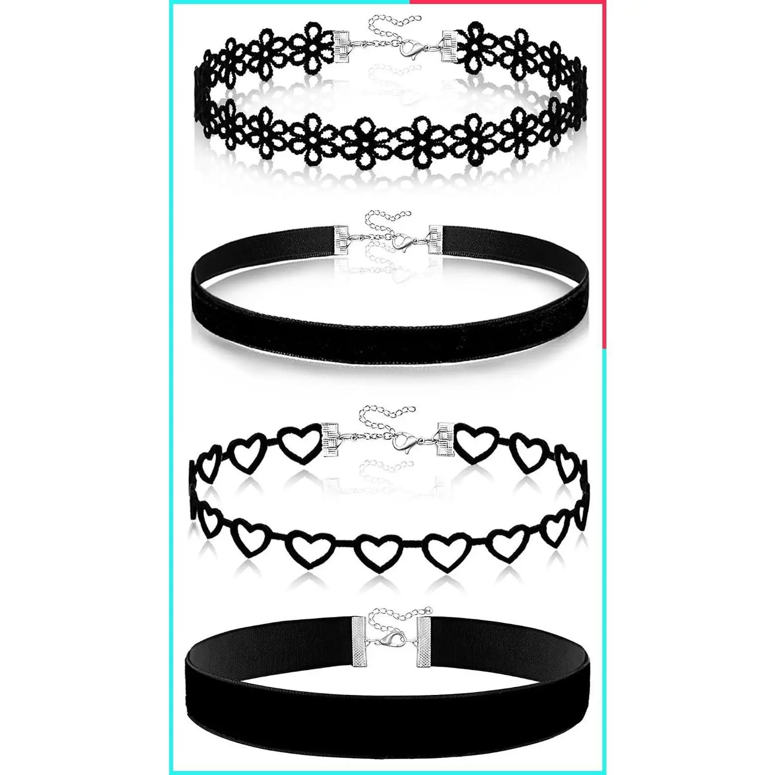 Women's Adjustable Black Velvet Choker Necklace Set - Classic Gothic Accessories