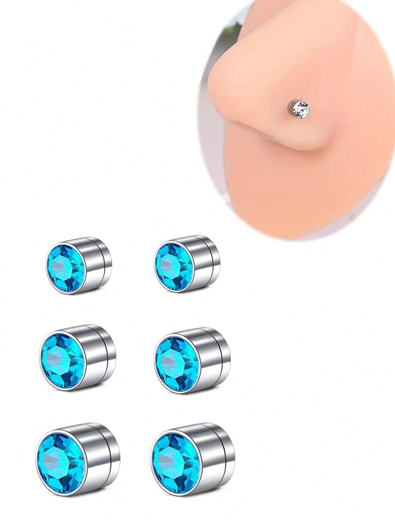 6pcs Magnetic Fake Nose Stud, Fake Nose Piercing Silver Gold Clip On Earring, Nose Piercing Jewelry