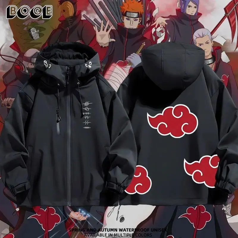 Naruto Akatsuki anime cartoon cute windbreaker anime style for boys and girls couples spring and autumn hooded coat jacket gift
