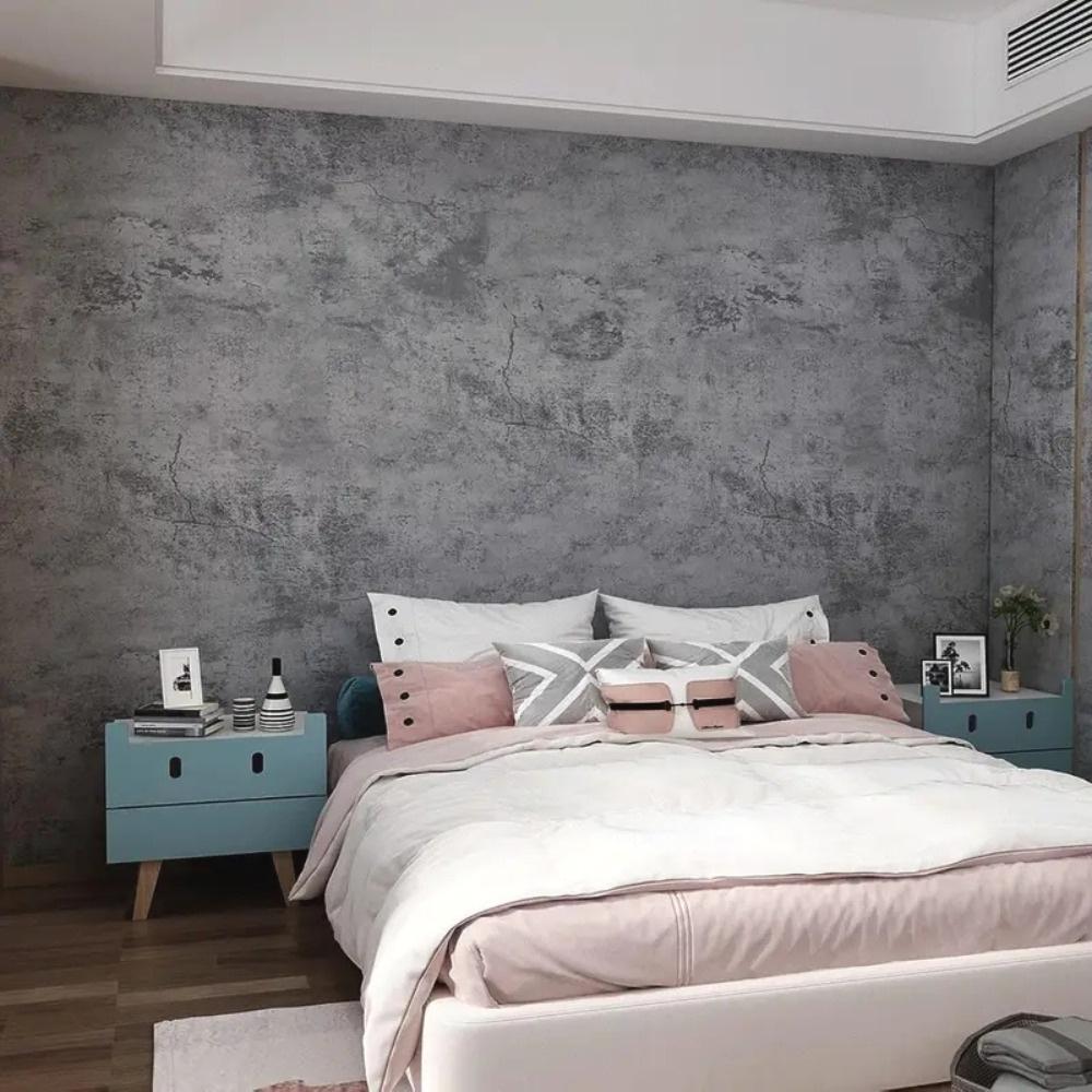 Cement Texture Self-Adhesive Decorative Wallpaper, Industrial Weathered Effect, Waterproof, Easy Clean, Living Room TV Background, Bedroom Decor, Textured Peel And Stick Wallpaper, 40cm*2m