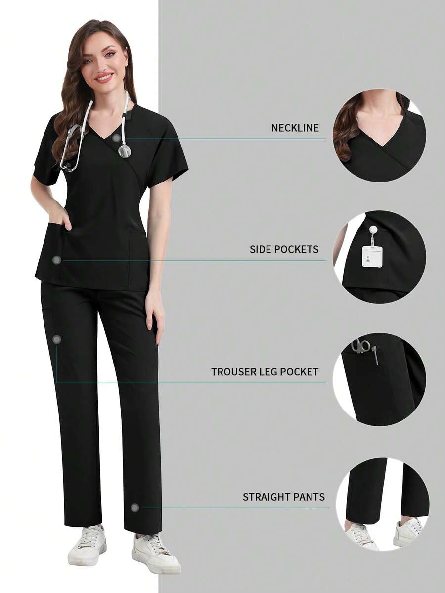 Slim-fit Unisex Summer Skincare Clothing | Short-sleeved Tops and Pants Set for Pet Hospitals, Beauty Salons, Spas, and Senior Care
