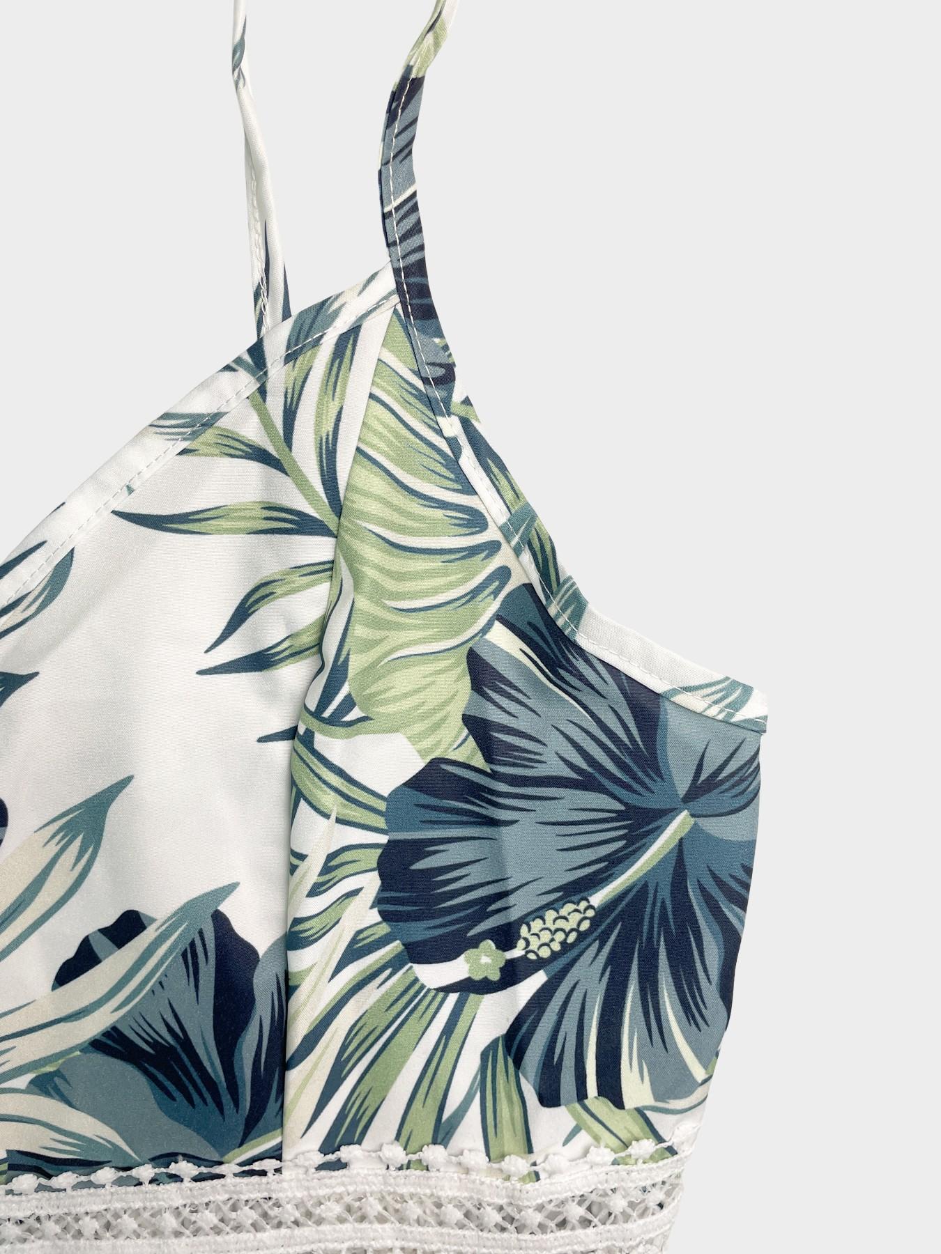 Women's Summer Holiday V-Neck Sleeveless Tropical Print Bohemian Maxi Dress with High Side Slit Women's Summer Holiday V-Neck Sleeveless Tropical Print Bohemian Maxi Dress with High Side Slit