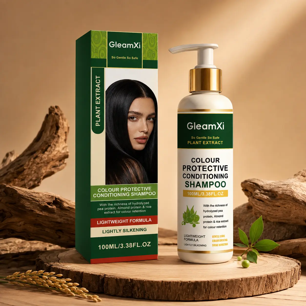 This moisturizing shampoo leaves hair smooth, light, and flowing, gently caring for the hair strands. It contains hydrolyzed pea, egg white, almond, and rice extracts