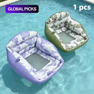 Adult Large Inflatable Water Sofa, Tropical Style Float Chair with Cup Holder, Pool Toy, Outdoor Use, 3-In-1 Inflatable Lounge, Pool Float Chairs, Pool Float Lounger, Pool Floats Lounger