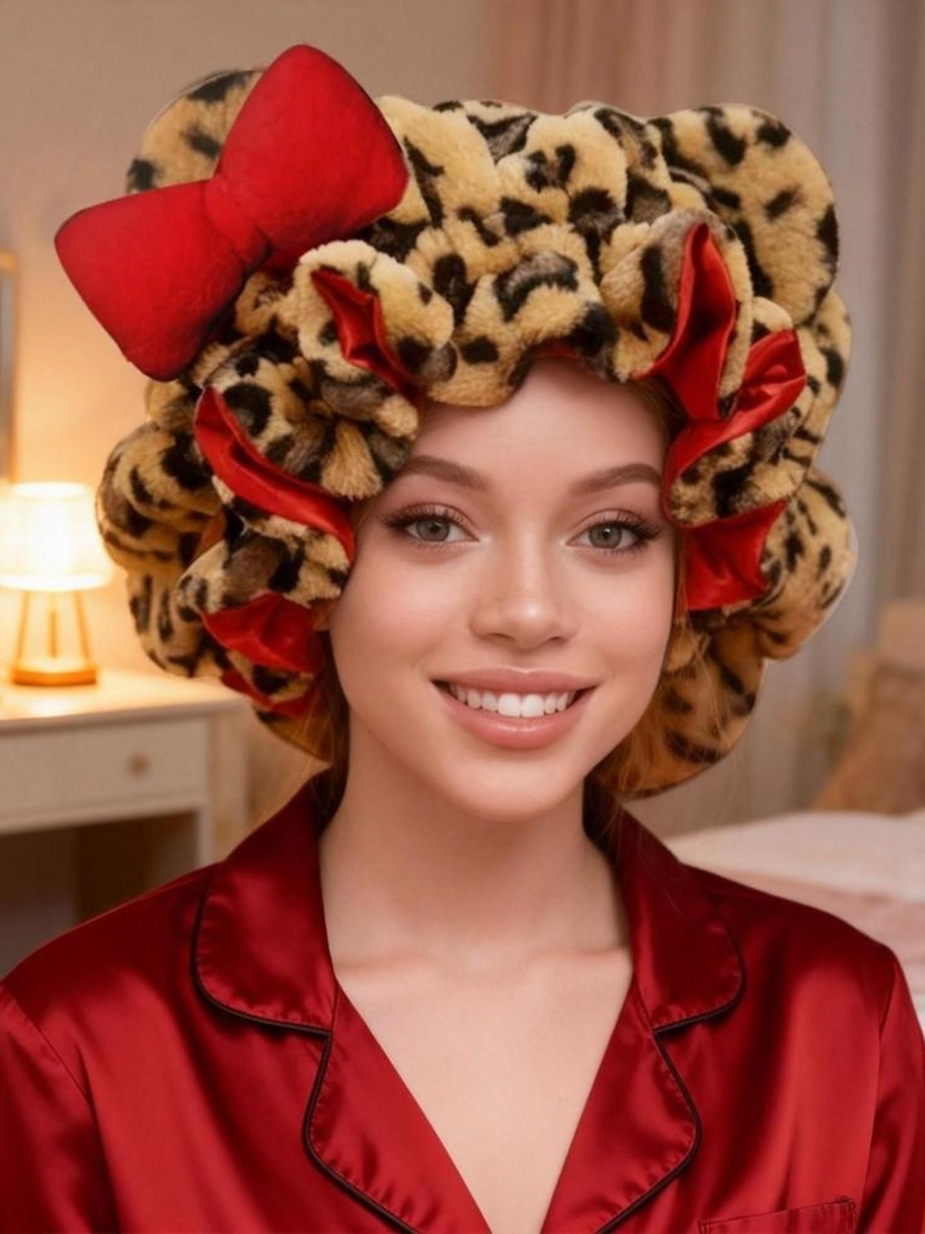 1PC Women' Teddy Bear Bonnet Adjustable Plush 3d bonnets, Plush Teddy Satin-lined Bonnets，Breathable Sleep Bonnet for New Year Parties, Holiday & Winter Events， - Cute Hair Care Cap for Themed Events & Casual Attire