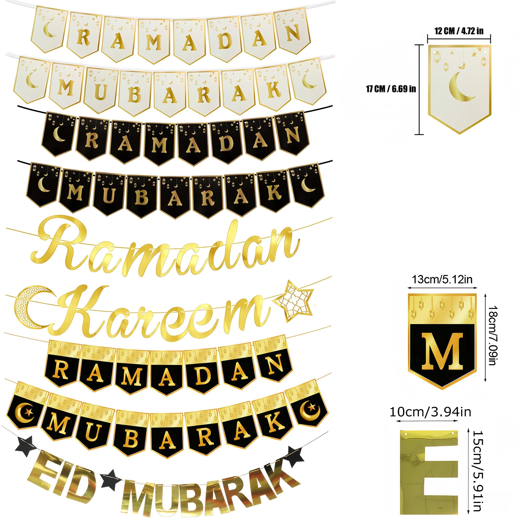2sets Eid Mubarak Paper Banner Garland 2026 Ramadan Moon Star Hanging flag Home Ornaments Party Decoration Party Decorations Banners