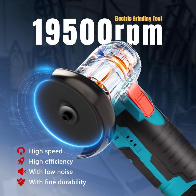 12V Cordless Mini Brushless Angle Grinder Kit with 4 Gutting Blades,2 pcs 12V 1300mAh Batteries 19500 RPM/Min, for Cutting Grinding Polishing Electric Heavy Duty Handle Power Tools