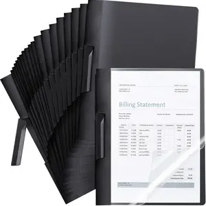 25 Pack Durable Clear Report Covers with Clip 11 x 9 in Letter Size Presentation Folders Transparent Front Cover Portfolio Folder Resume Folder Interview Report Folders (Black)