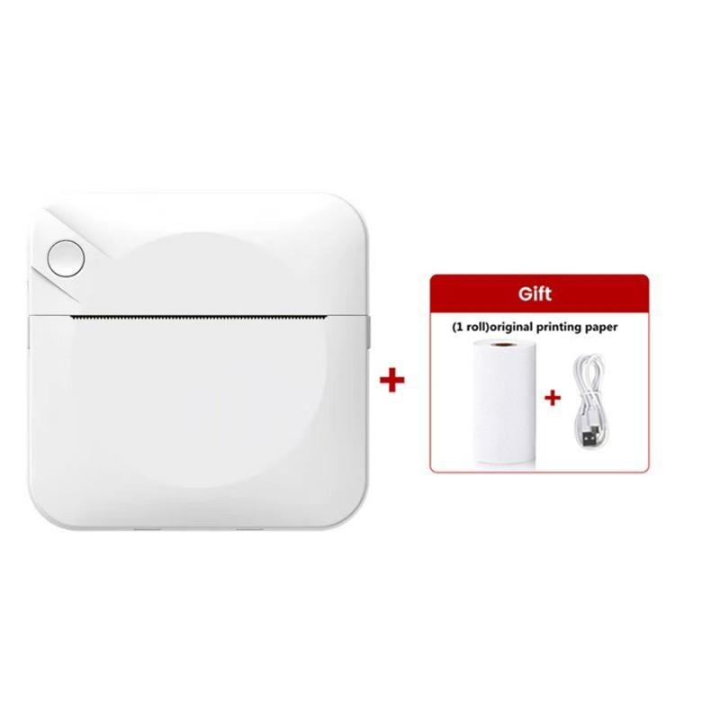 Portable Mini Printer Set, USB Rechargeable Wireless Thermal Printer with Paper, Portable Label Printer, Ideal for Home Office School Portable Photo Printer