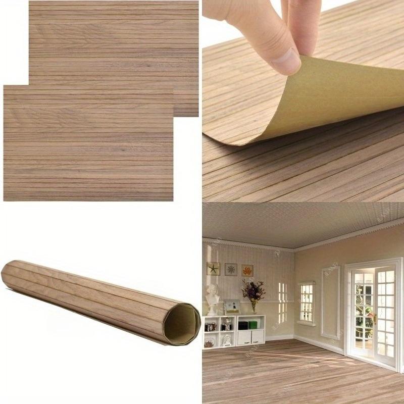 2pcs Dollhouse Flooring - Realistic Walnut Wood Grain Panels 17x11cm 6.7x4.3in, Compatible with 1:12 & 1:6 Scale, DIY Modular Floor for Major Brand Dollhouse Kits, Recycled Material, Natural Wood Texture, Simulation Look