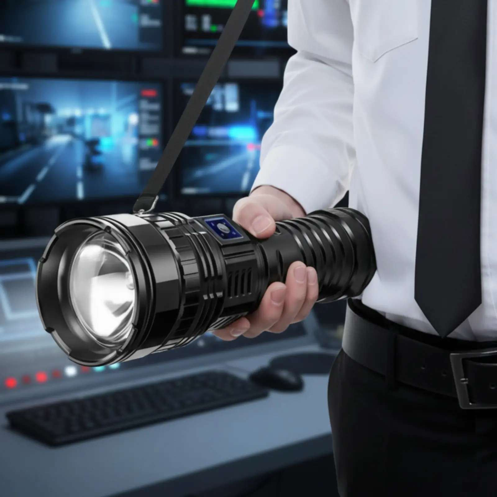 Rechargeable LED Flashlight, Adjustable Focus Handheld Torch with Floodlight & 5 Lighting Modes, USB Charging, Reverse Charging, Aluminum Alloy Body for Camping, Hiking, Fishing & Outdoor Use