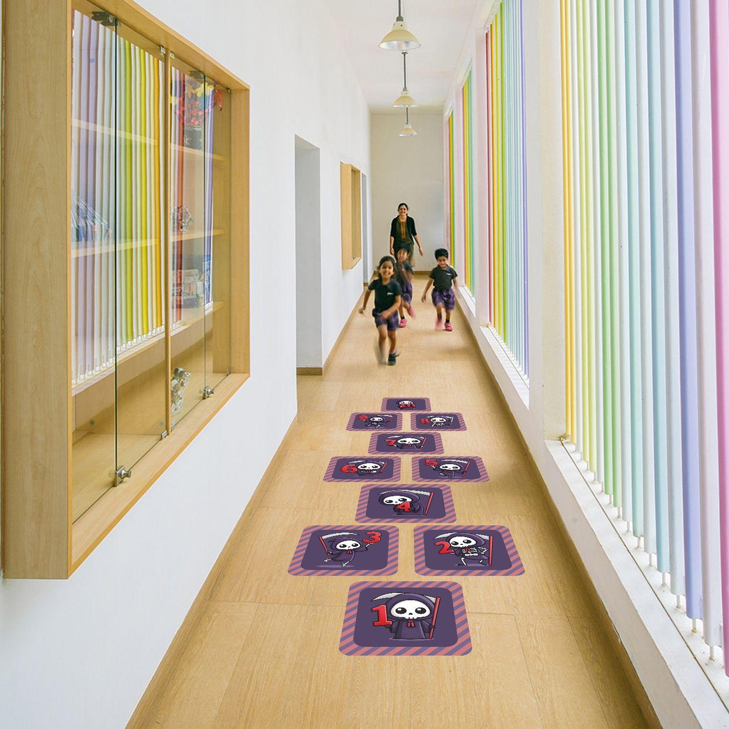 Hopscotch Floor Stickers 1-10 for Kids, Self-Adhesive, Reusable, Easy to Clean, Durable Game Decals for Playroom & Classroom