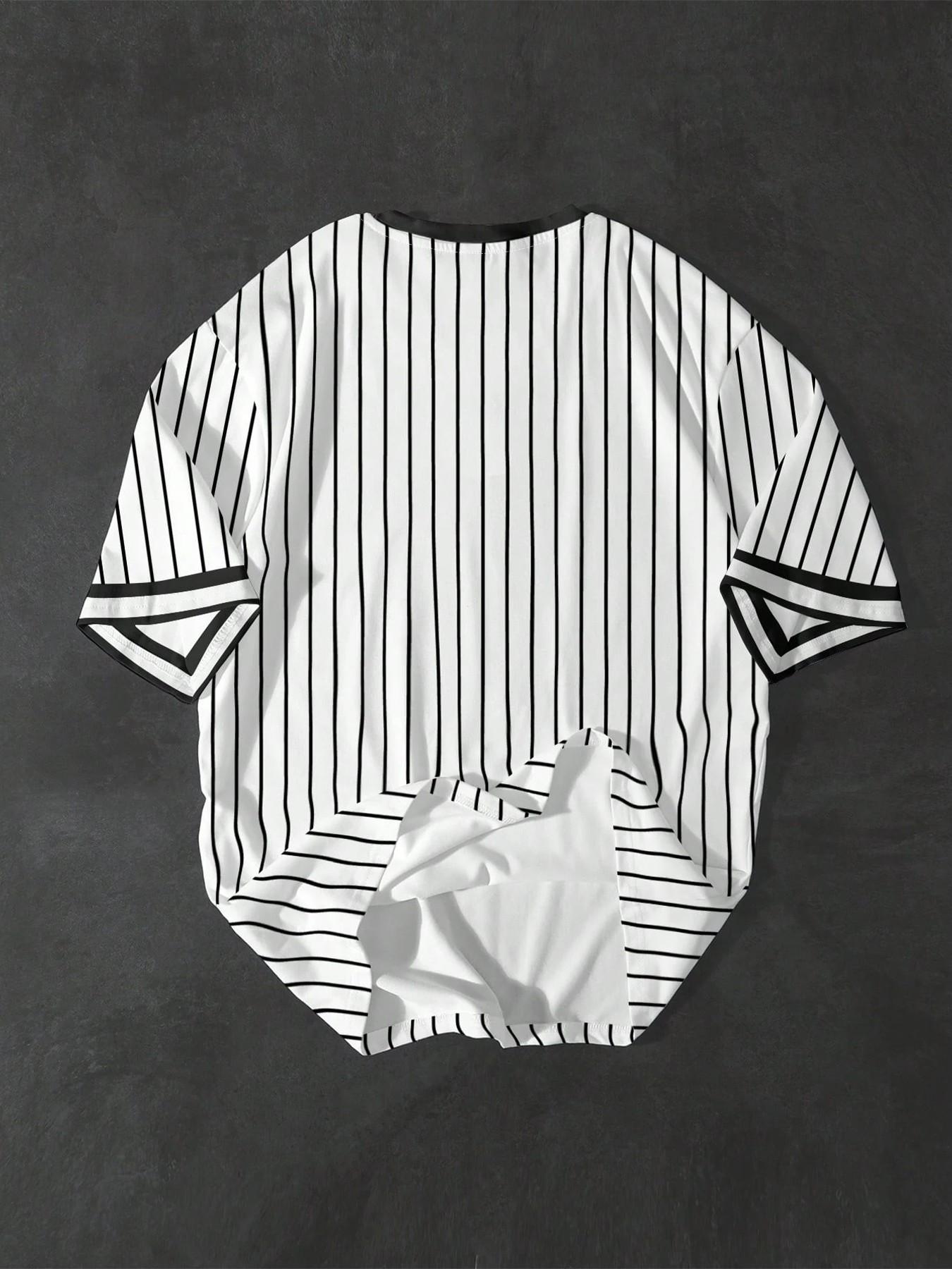 🔥 Viral New York Striped Baseball T-shirt - Retro Street Top, Men's Breathable Casual Top, Y2K Style, Perfect for Daily Clothing and Street Fashion